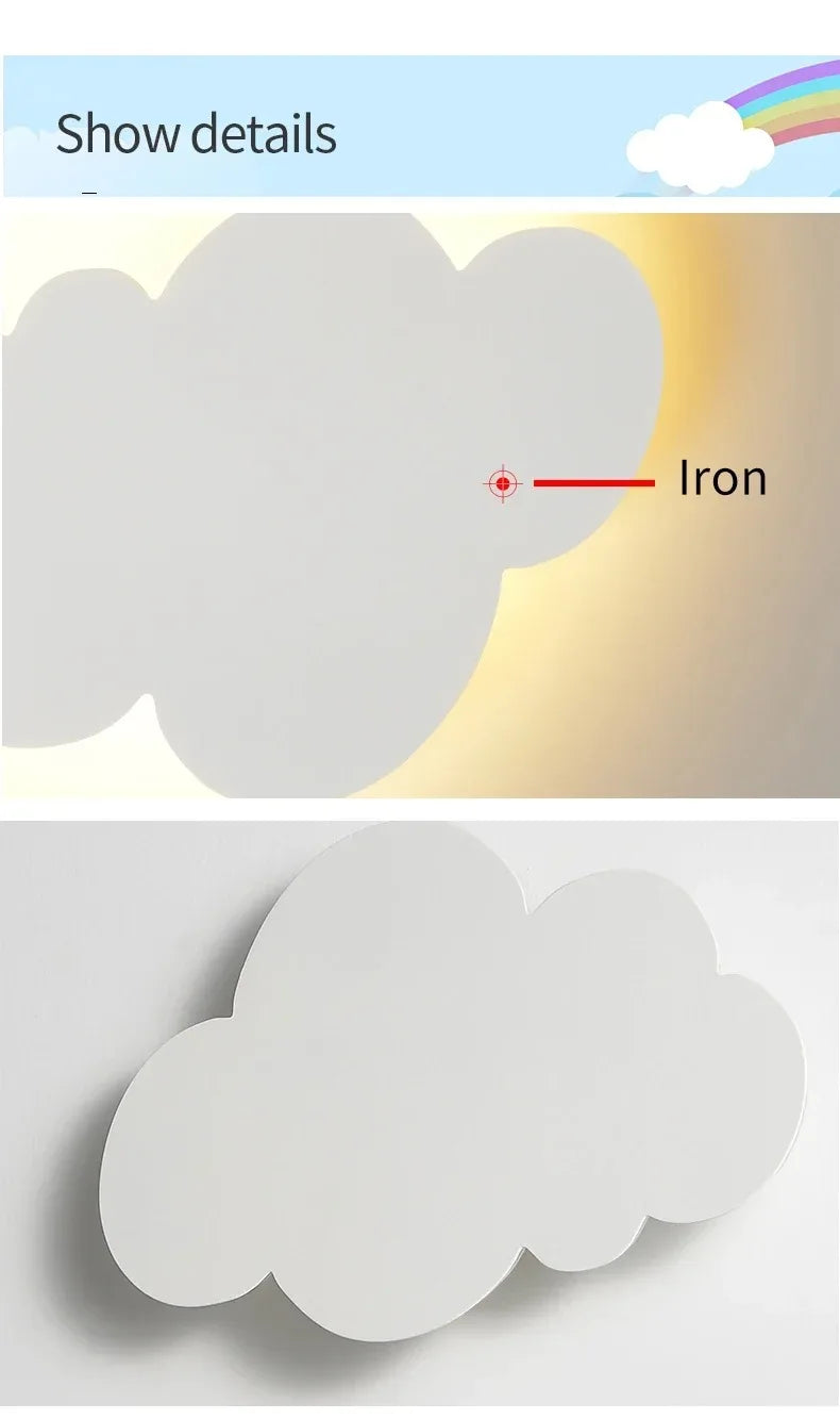 LED Cloud Wall Lamp Touch Control Dimmable Modern Wall Light for Kids Children's Bedroom Living Room Decor 220v