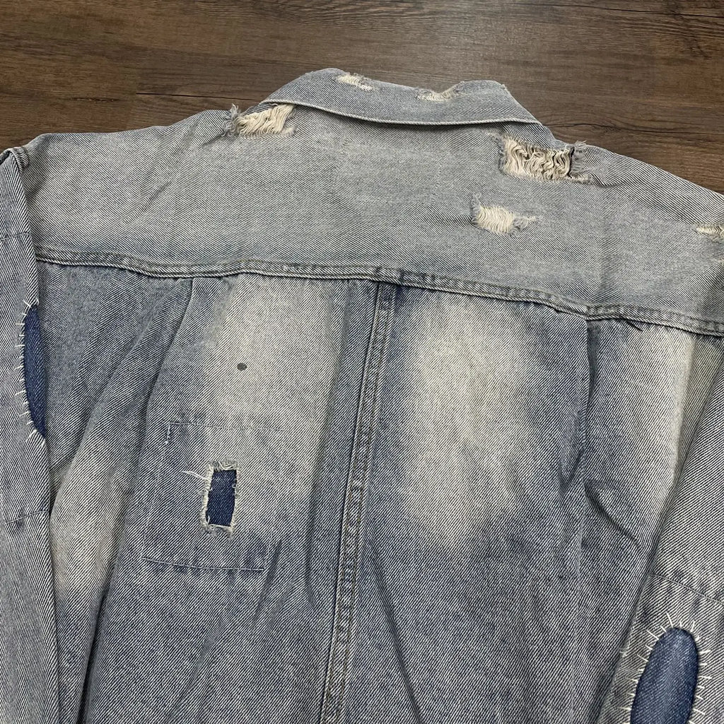 Yao Fashion SAINT OF MICHAEL Damaged Aged Ripped Denim Jackets Streetwear Loose Oversize Unisex High Quality Jacket For Men