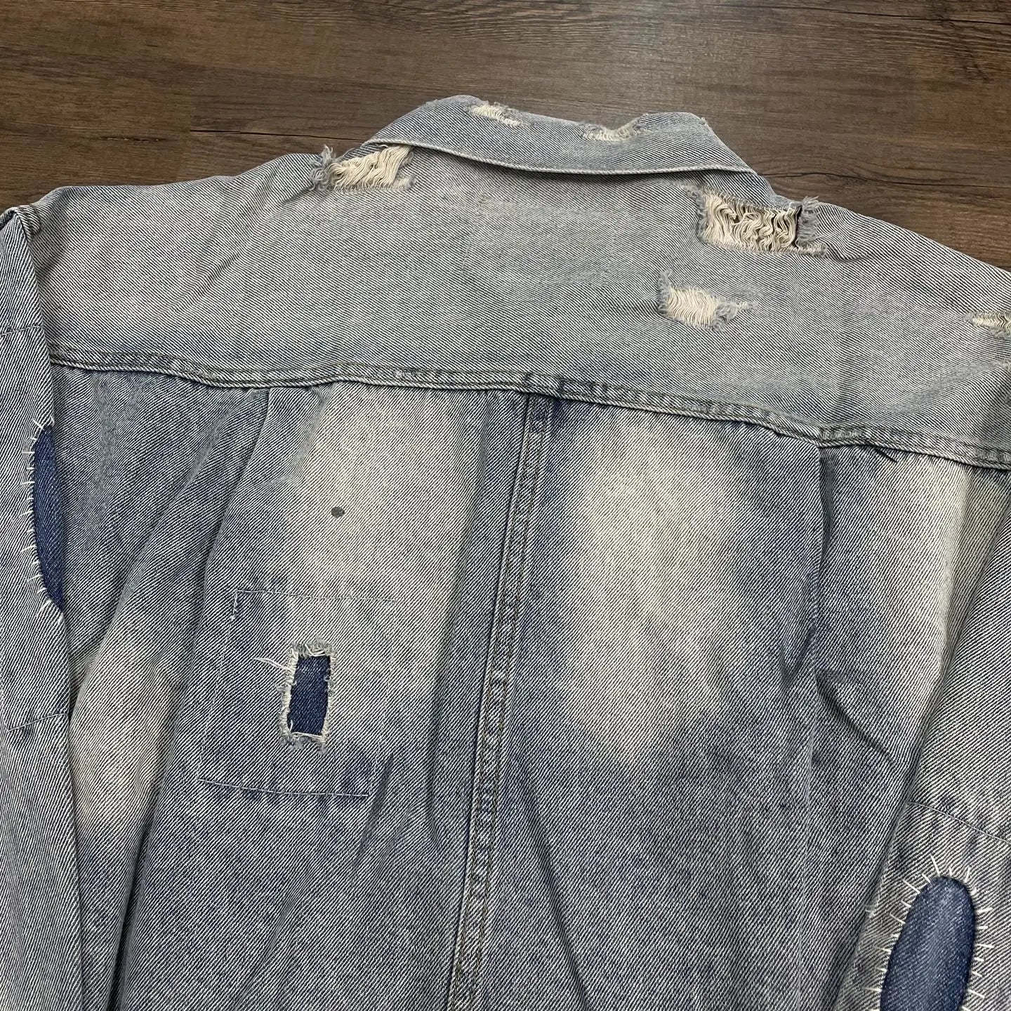 Yao Fashion SAINT OF MICHAEL Damaged Aged Ripped Denim Jackets Streetwear Loose Oversize Unisex High Quality Jacket For Men