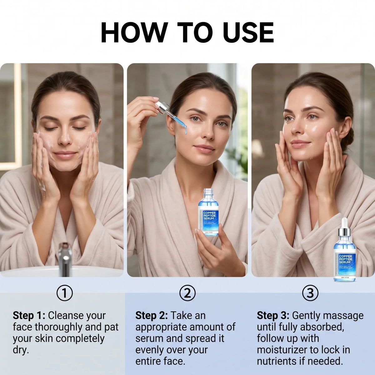 Copper Peptide Face Serum with Hyaluronic Acid & Niacinamide, GHK-Cu Hydrating Serum for Firm, Smooth & Glowing Skin 60ml