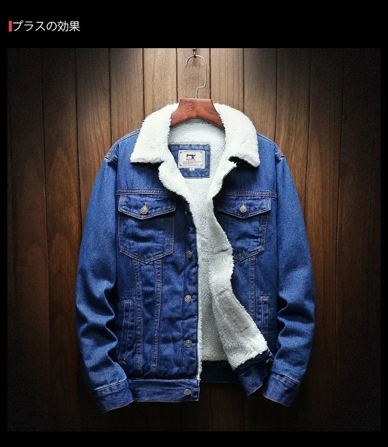 Men Blue Denim Jackets And Coats Winter Warm Jeans Jackets New Male Slim Fit Denim Coats Thicker Warm Casual Denim Jackets 6XL