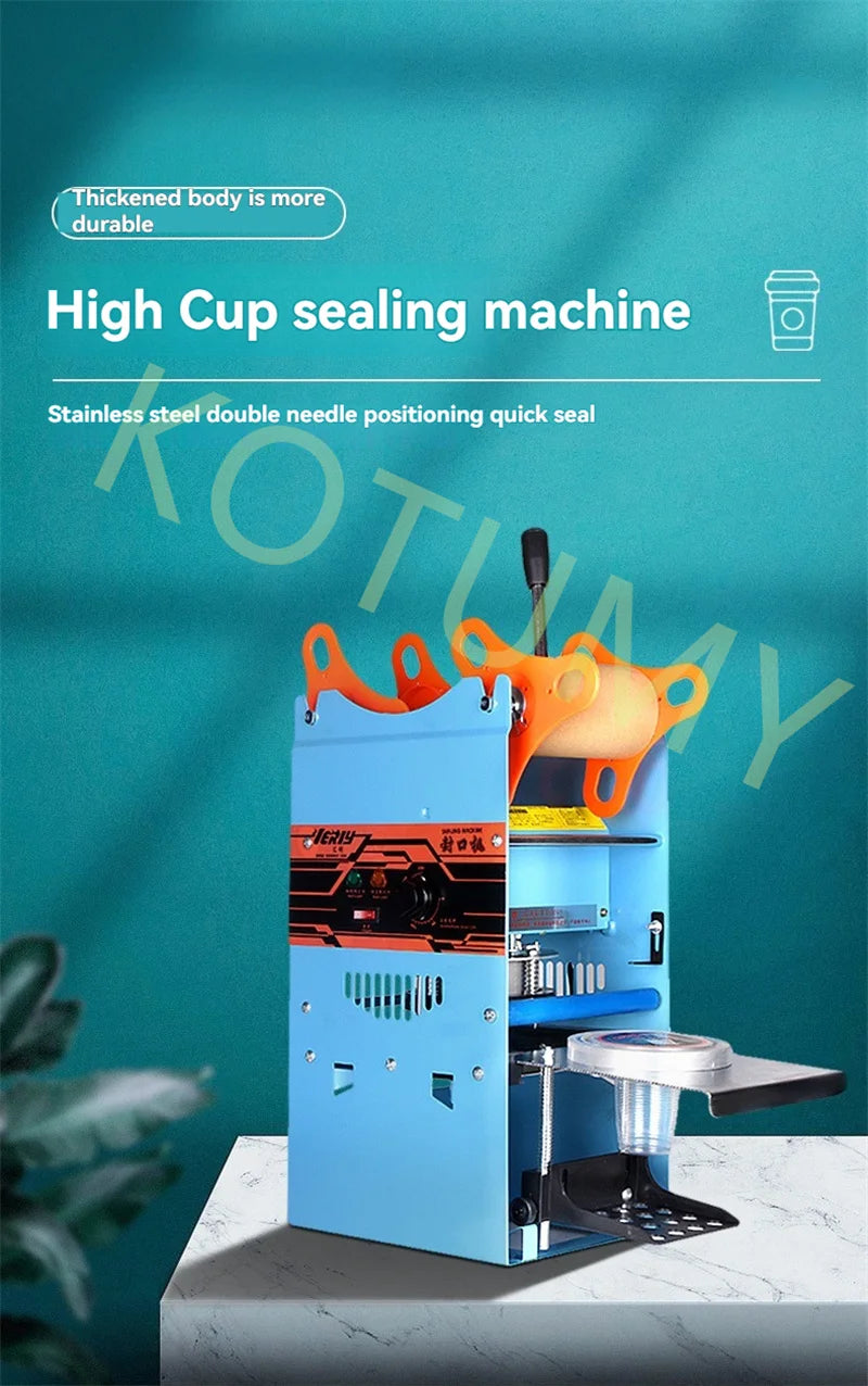Manual Tea Cup Sealer Machine 300 Cup/h Blue Manual Boba Tea Sealer Machine 95mm Cup Diameter Cup Sealing Machine