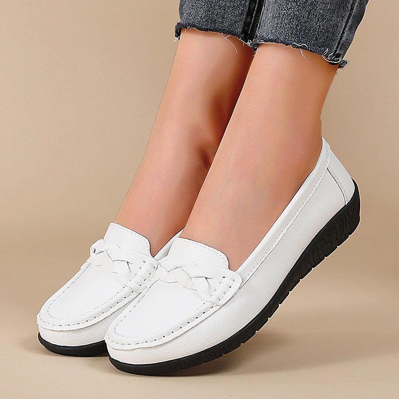 Genuine Leather Fashion Women Flats Outdoor Ballet Flats Moccasins Women's Shoes Retro Women Shoe Oxford Plus Size Zapatos Mujer