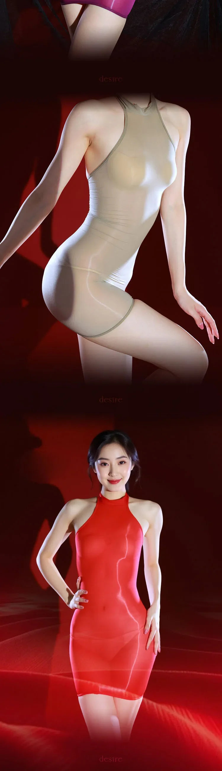 Sexy Women 5D Thin 912 Pin Micro Mini Dress Halter Elastic Bodycon Tights Dress Oil Glossy Shiny Package Hip Maid Cute Dress