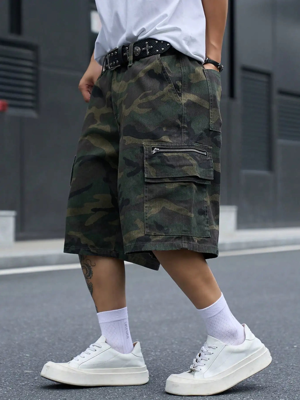 Men's Multi-Pocket Camouflage Loose Cargo Shorts, Unisex Y2K Hip-Hop Street-Style Denim Shorts
