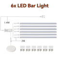 1-6Pcs LED Light Bar Sync Cabinet Light System Touch Control Dimmable Under Cabinet Lamp for Kitchen Wardrobe Closet Showcase