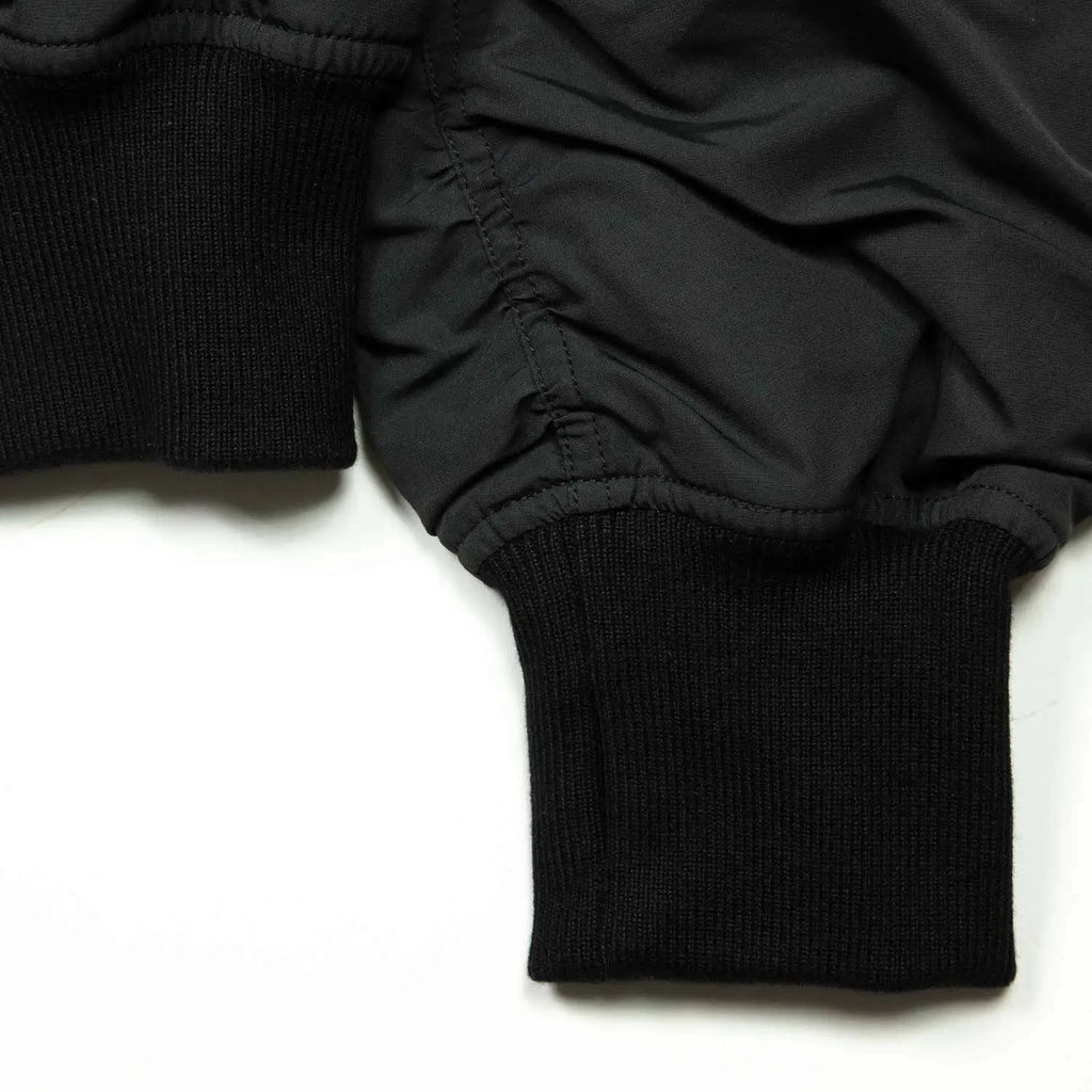 032C black silhouette short wide bomber zip multi pocket jacket