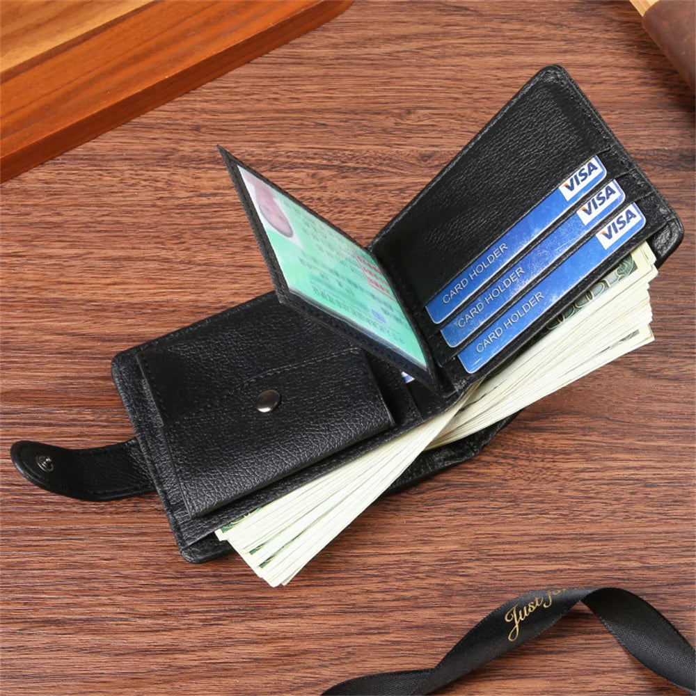 Vintage PU Leather Mens Wallets Solid Sample Style Zipper&Hasp Purse Card Holders Famous Brand High Quality Male Wallet