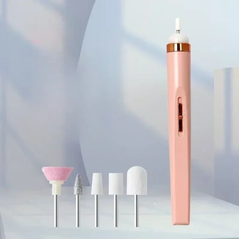 Nail Polishing Machine Electric Nail Grinder With Light Portable Mini Electric Manicure Art Pen Tools With Bag For Gel Removing