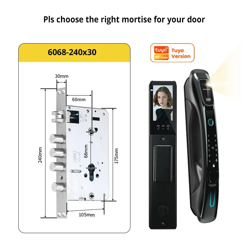 Smart Lock 3D Face Recognition Palm Vein Fingerprint WiFi APP Remote Control Video Intercom Auto Door Lock Digital Security
