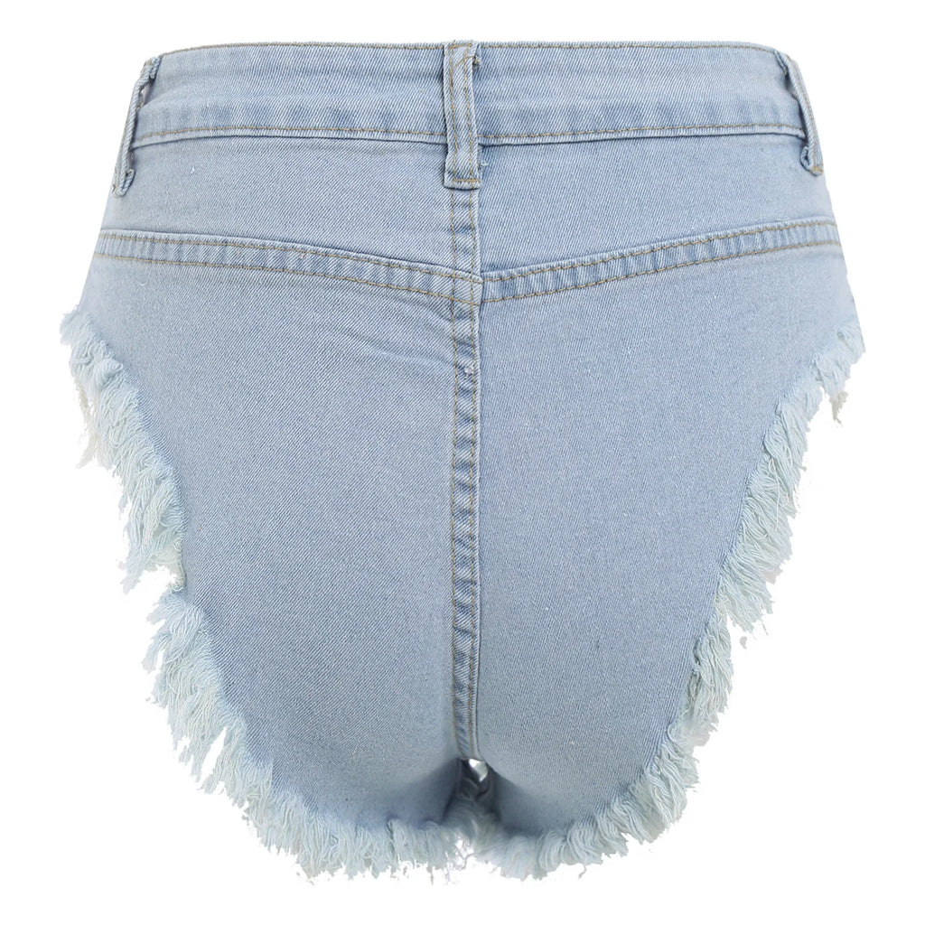 Womens Sexy Denim Hot Chic Short Jeans Pants Ragged Edge Slim Fit Booty Shorts Vacation Beach Daily Casual Clubwear Rave Costume