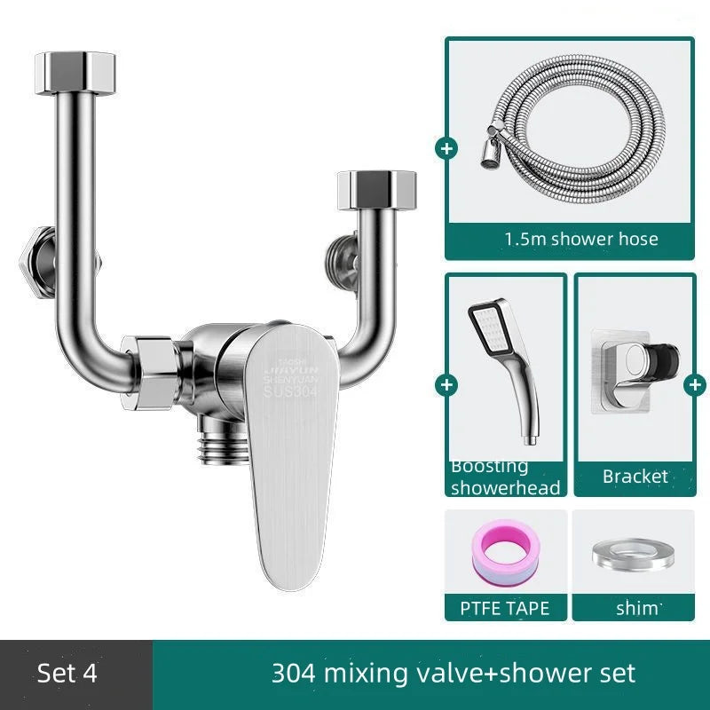 Stainless Steel Water Heater Mixing Valve Open Installation Hot and Cold Shower Switch U-type Valve 304 Mixing Valve