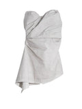 [EAM] Women Gray Pleated Irregular Hem Elegant Tank Tops New V-collar Sleeveless Personality Fashion Spring Summer 2026 1DH6256