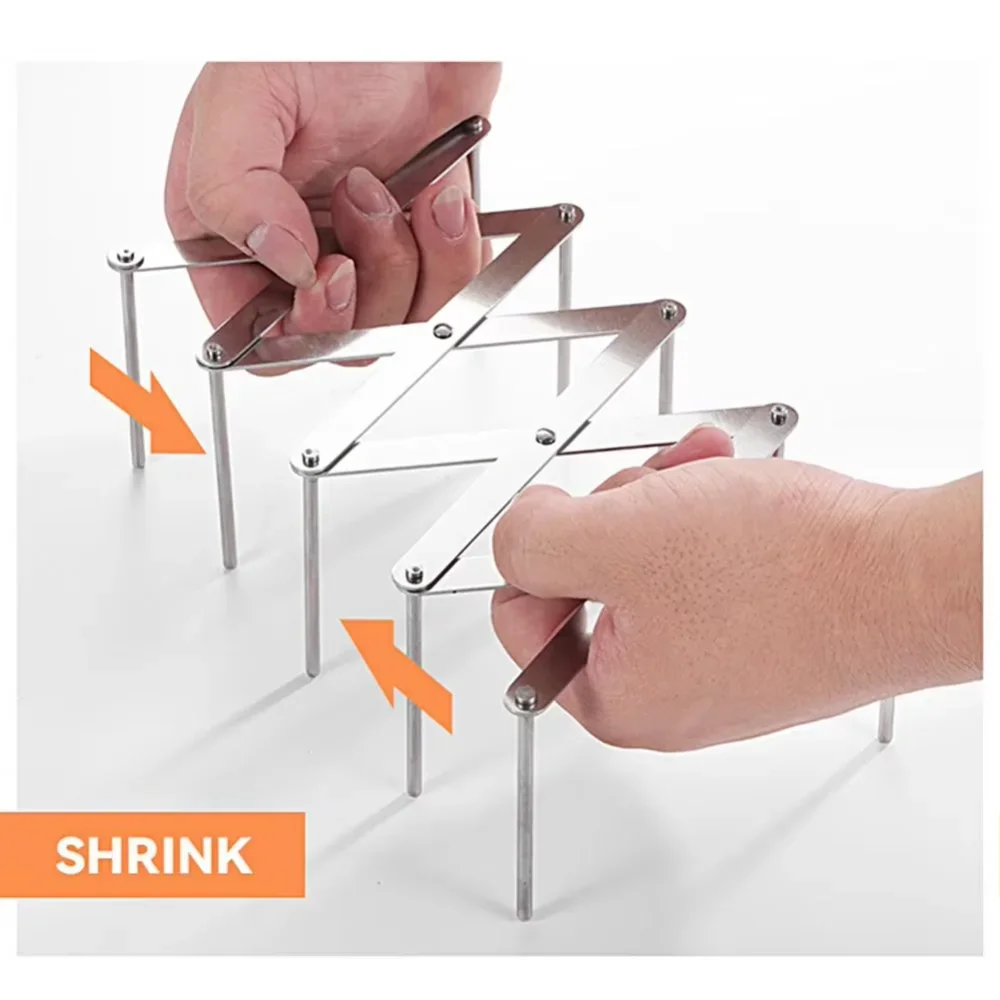 1pc Pot Lid Rack Pan Lid Organizer Retractable Foldable Stainless Steel Plate Holder Shelf Tableware Storage Kitchen Gadgets