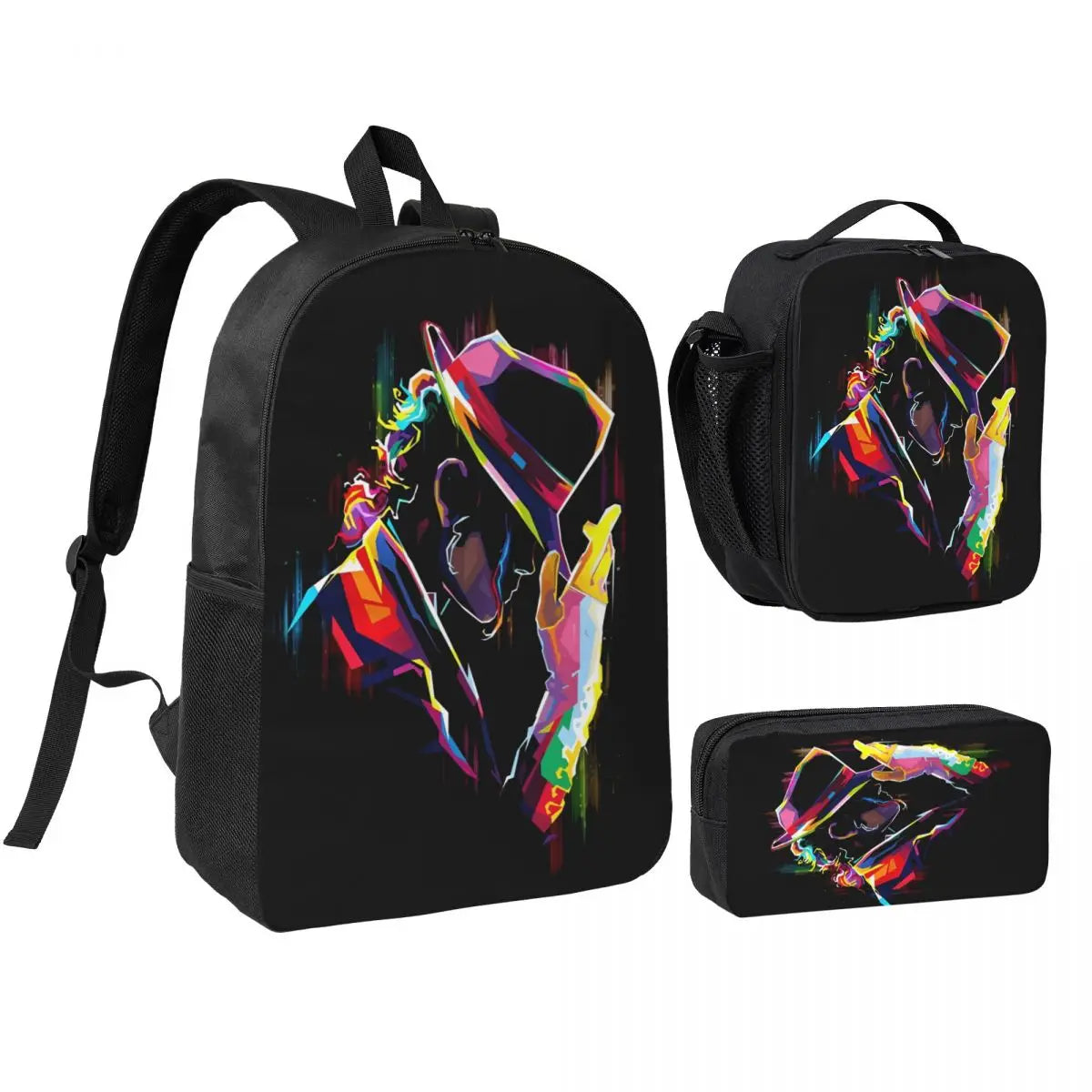 MJ 3pecs/set Backpack for Student High School Daypack Lunch bag Pencil Case