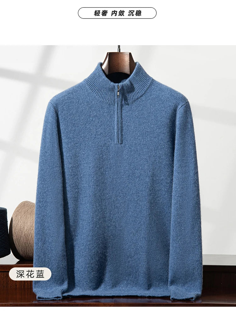Autumn and Winter 100% Cashmere Men's Clothes Classic England Wind Solid Color Man Thicken Sweater Fashion Men Knitted Pullover