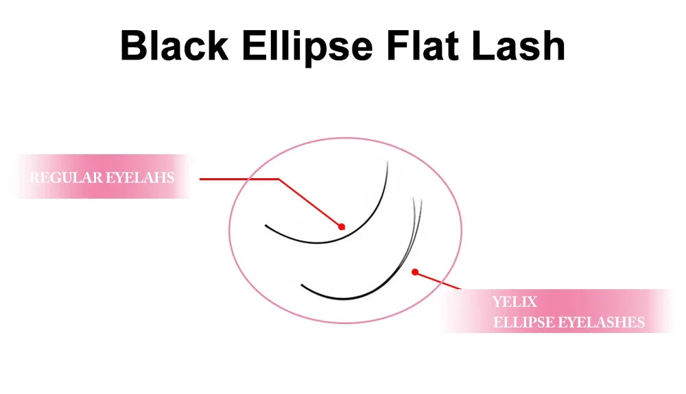 Yelix Flat Ellipse Eyelashes Split Tips Lashes 0.15mm 0.20mm Black Color False Eyelashes Super Soft Natural Eyelash Extension