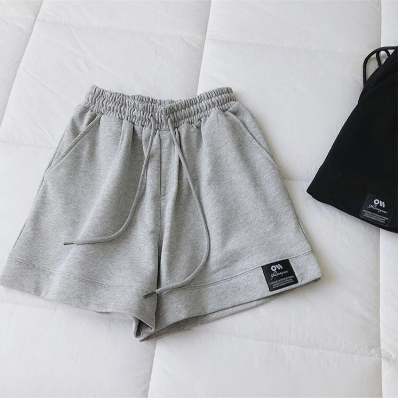 New Women High-Waist Wide-Leg Pants Couple's Sports Shorts Student Loose Home Pants Girls Casual Running Shorts Sexy high-waist