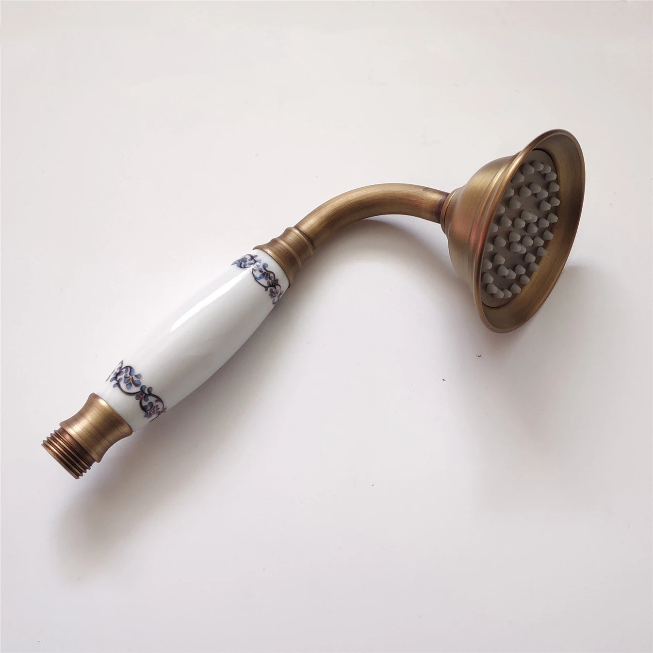 8 Inch Round Ceramic Handle Shower Head Bathroom Solid Brass Copper Rain Shower Head Waterall Hand Shower