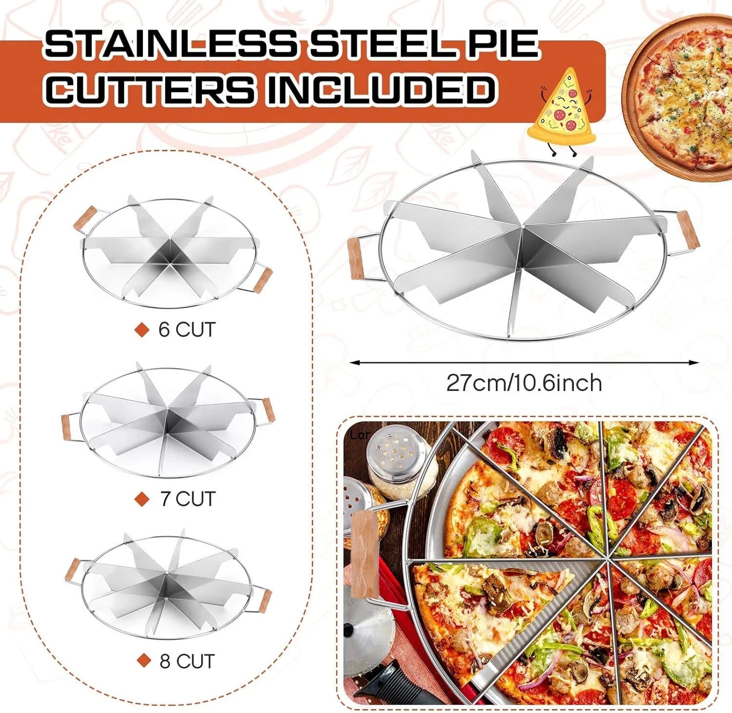 201 Stainless Steel Cake Divider 6/7/8 Equal Portions Cake Slicer Pizza Pie Cutter Kitchen Gadgets Pastry Cheese Divider tool