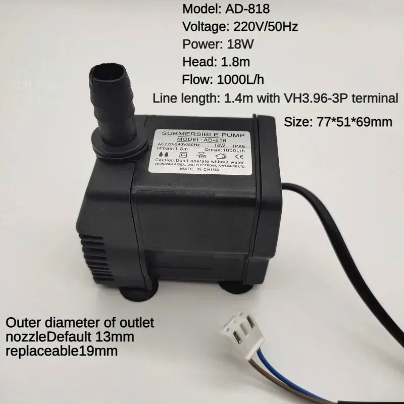 AD-818/1300 Mobile Environmental Friendly Water Air 8W10W18W25W Conditioner Spray Fan Cooling Fan Small Suction Submersible Pump