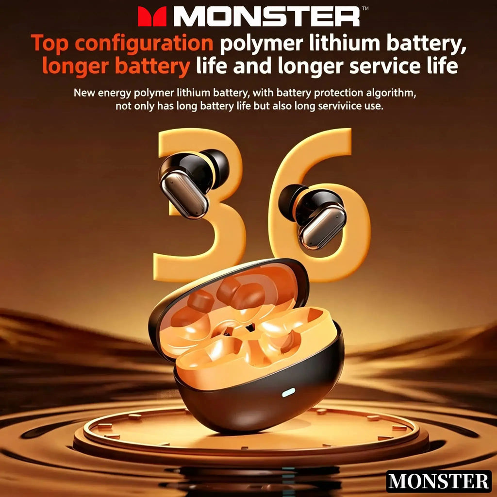 Monster ANC Noise Reduction Earburd Wireless Bluetooth HD Sound Quality Sweatproof  Sport Earphone Long Endurance Gaming Headset