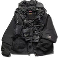 Japanese Style Retro Stitching Waterproof and Windproof Multifunctional Jacket Men's Hooded Black Multi Pocket Coat