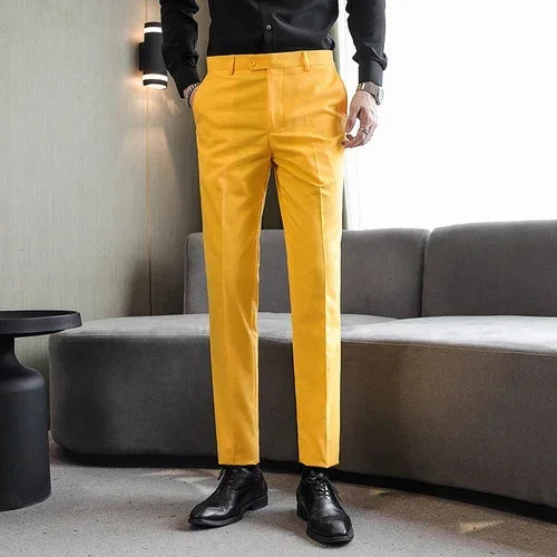 Royal Blue Men Suit Pants, Business Office Trousers, White Black Red Pantalones Hombre Wedding Party Dress Pant, Asian Size