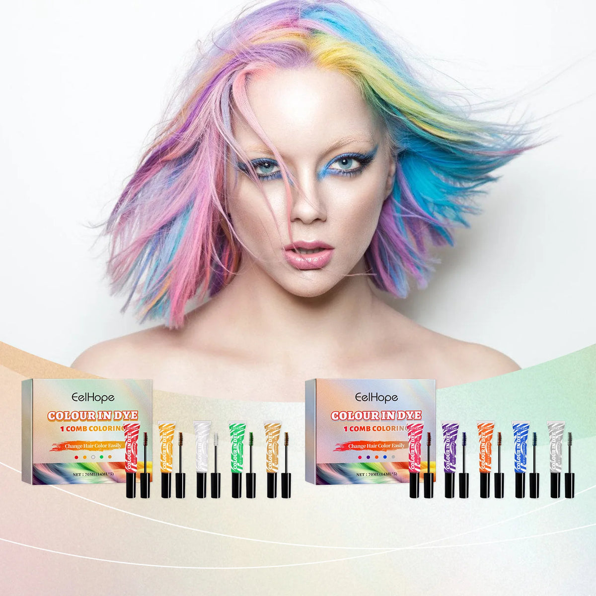 Temporary Hair Coloring Dye Set Long Lasting Vibrant Colors Music Festival Halloween Party Cosplay DIY Hair Styling Cream Tools