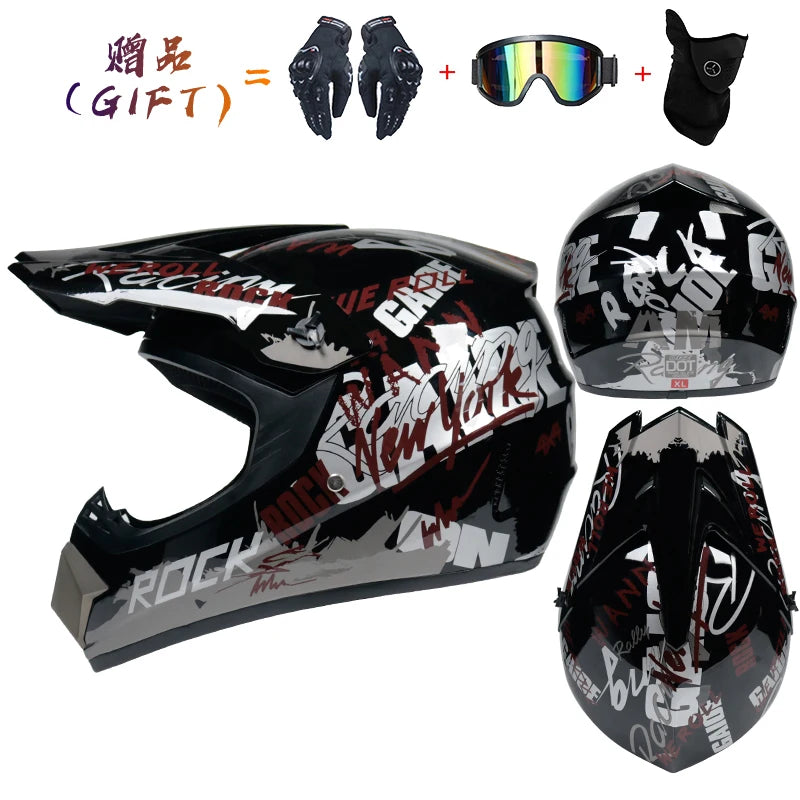 Off-road Motorcycle Helmet, Adult Motocross ATV Downhill MTB DH Helmet with Visor, DOT Approved Capacetes for Riding