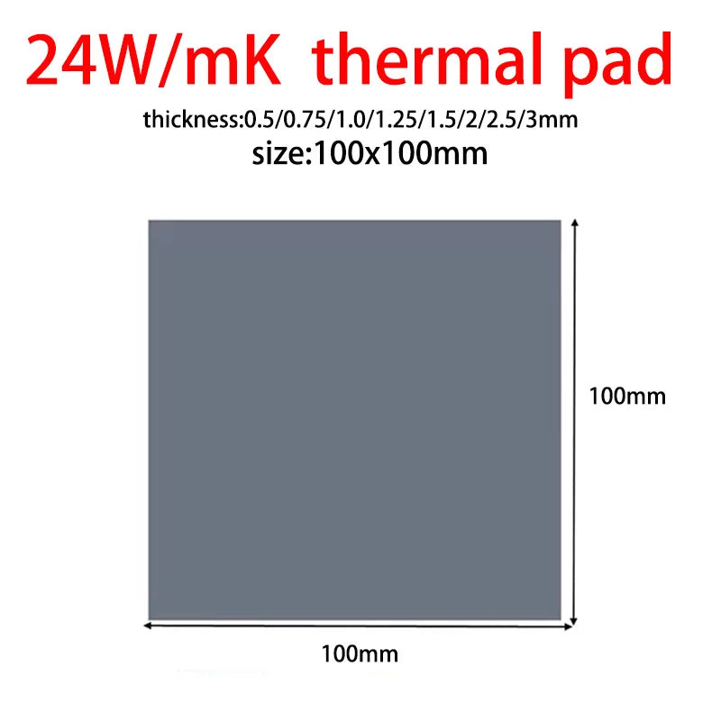 Great 24w 22w 20w 18.6w 16.5w OEM thermal pad for GPU CPU  Heatsink Cooling Conductive Silicone Pad thickness 0.75 1.25 1.75mm