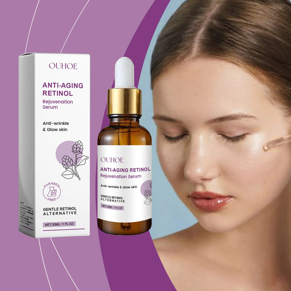 Retinol Face Serum Forehead Fine Lines Removal Collagen Lifting Repair Firm Moisturizing Glowing Rejuvenation Essence Skin Care