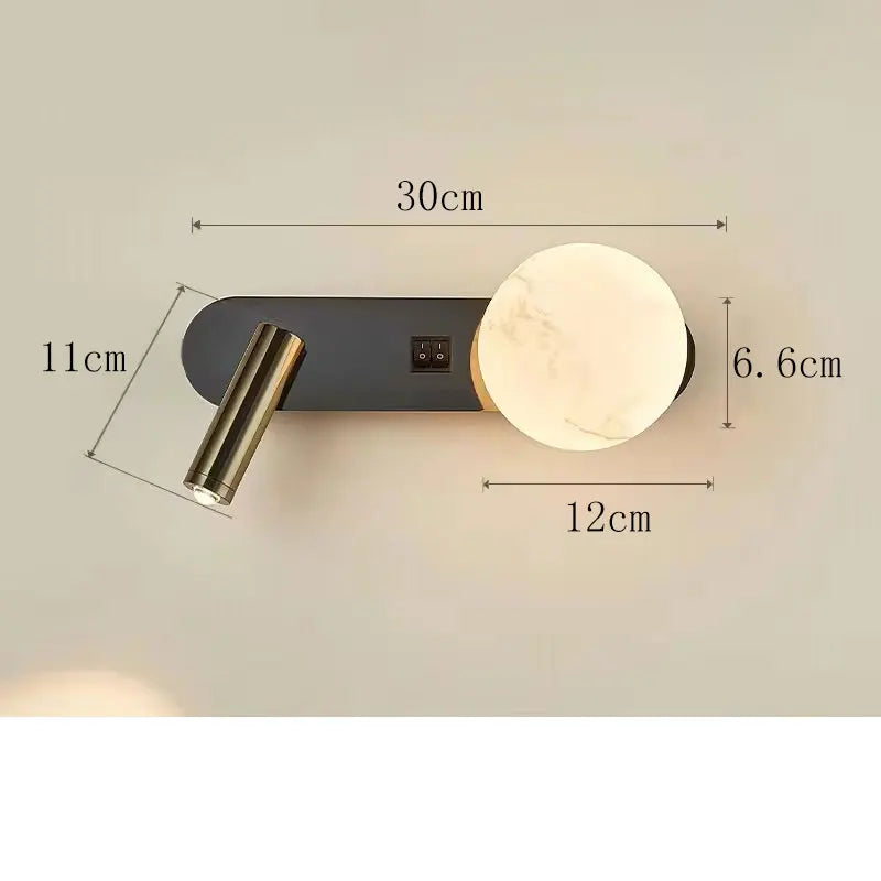 Nordic Modern Black and White Minimalist Wall Lamp Living Room Sofa Background Wall Decorative Lamp Light Luxury Bedroom Bedside