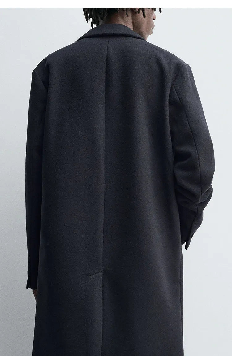 MAMELICCE Original design Mid-length woolen coat Wool-blend coat Classic business casual Autumn and winter trench coats Men coat