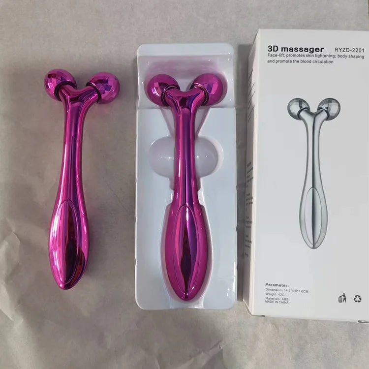 Facial Roller Massager, Mini Portable Y-shaped Ball Massager, Manual 3D Beauty Stick