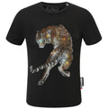 2025 Summer New Luxury Men's Fashion Skull Design Rhinestones T-Shirt Pure Cotton Crew-Neck Casual High Quality