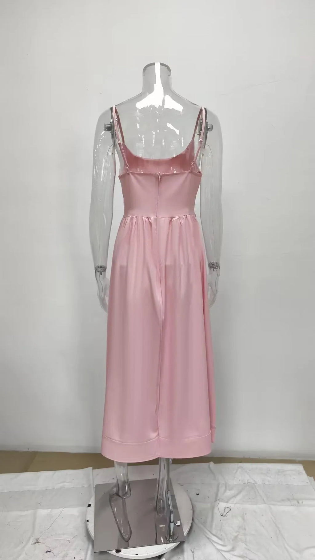Summer Dress Woman White Spaghetti Strap Dresses Women's Sleeveless High Waist Maxi Dress Pastel Lavender Cotton Look Fabric