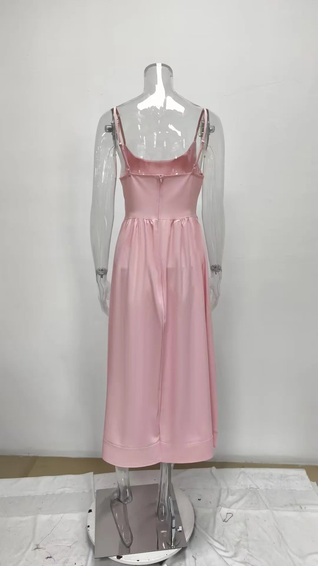 Summer Dress Woman White Spaghetti Strap Dresses Women's Sleeveless High Waist Maxi Dress Pastel Lavender Cotton Look Fabric