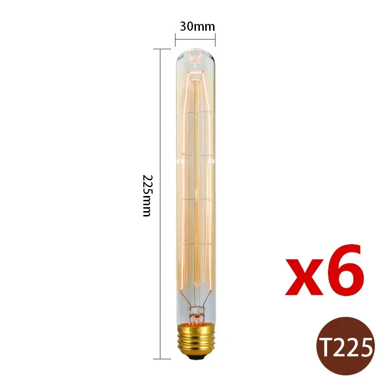 6pcs/lot Retro Edison Bulb C35 T45 ST64 G80 G95 A60 Filament Light 40W E27 Vintage Ampoule Incandescent Lamp Decorative Lights