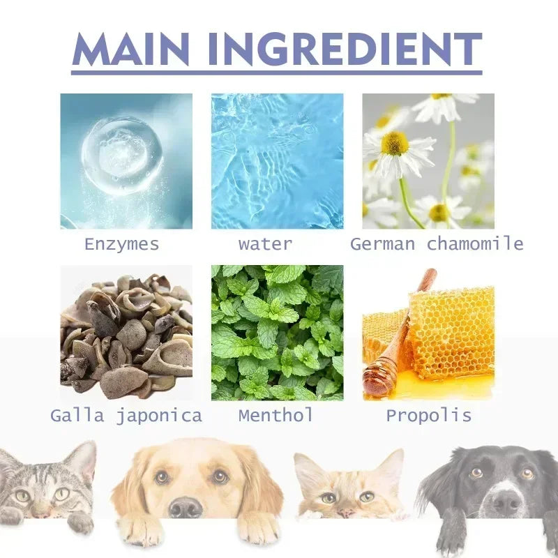 Oral Care Spray for Cats and Dogs – Pet Dental Cleaning Spray. Freshens breath; reduces tartar, plaque, and stains; maintains oral hygiene. Suitable for pets of all sizes.