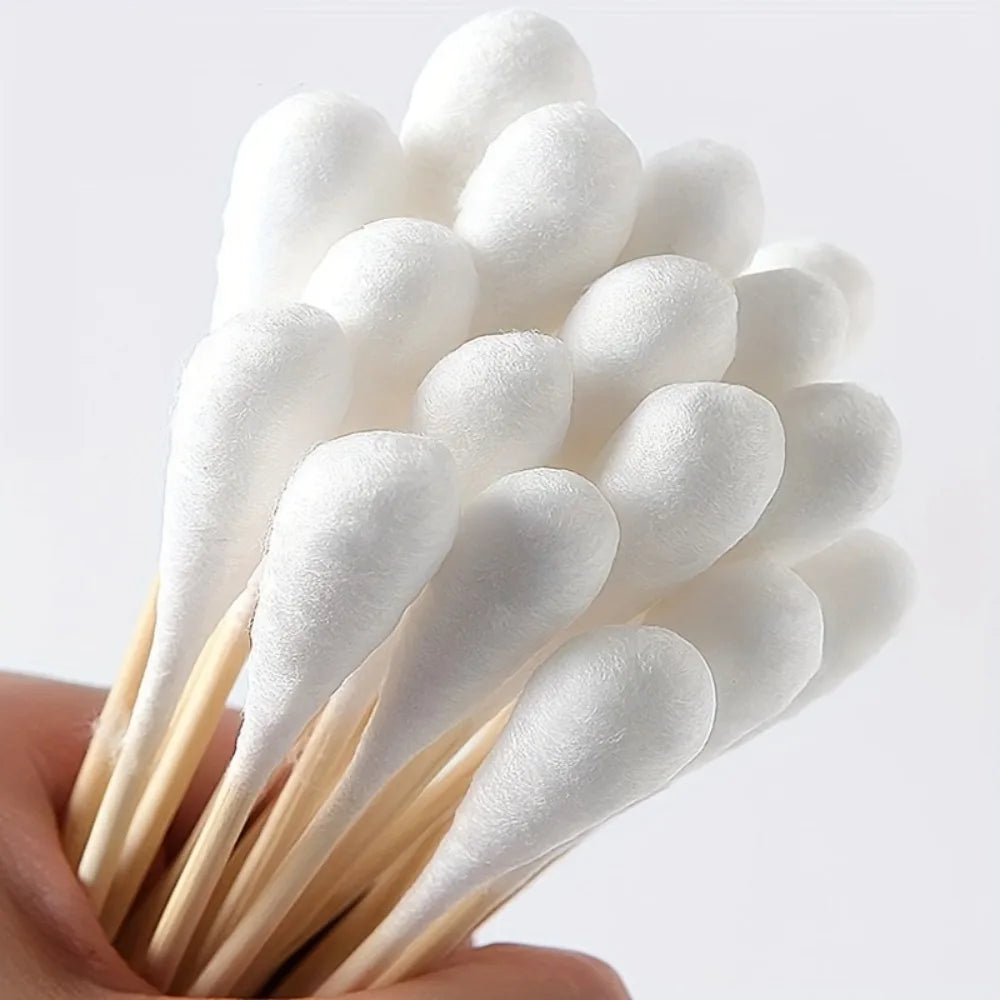 100/300Pcs 6 Inch Long Cotton Swabs with Wooden Handles, Cotton Tipped Applicator for Cleaning, Cotton Sticks Oil Makeup