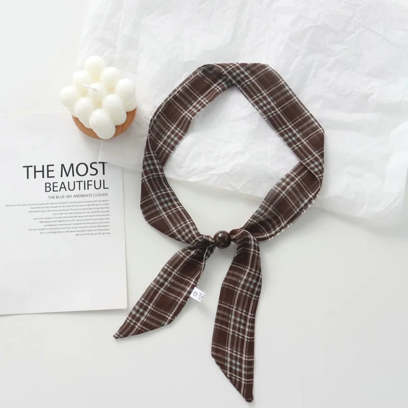 Retro Maillard Brown Floral Scarf Fashionable Old Money Style Light Luxury High-Grade Temperament Small Square Towel Lazy Scarf