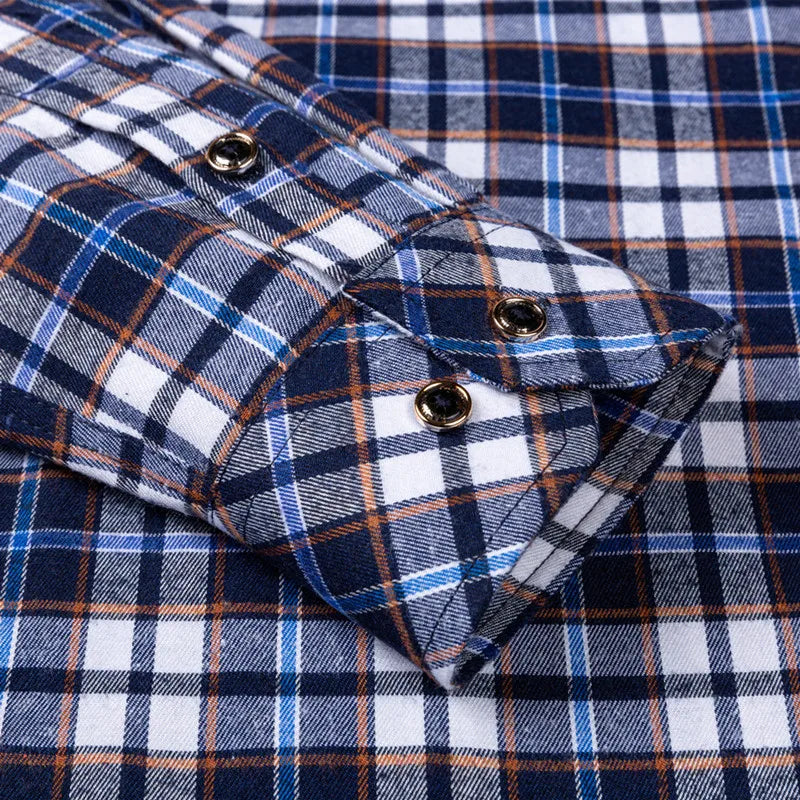 New Fashion Shirts For Men's Long Sleeve Spring Autumn Soft Regular-fit Brushed Single Pocket Checked Comfort Casual Plaid Shirt