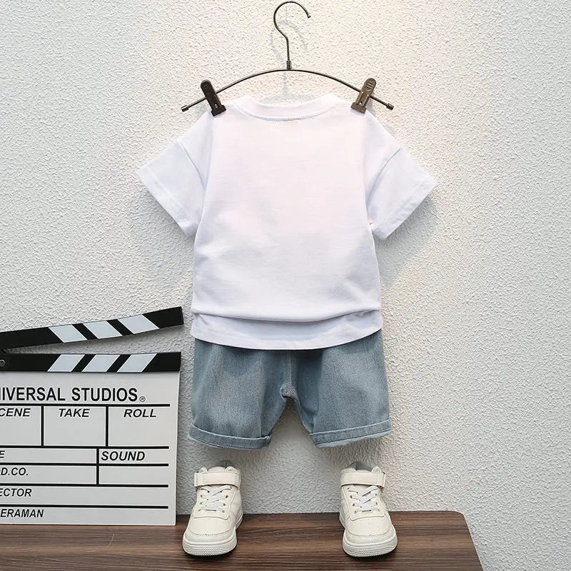 Summer Casual Children's Clothing Set Baby Boys Girls T-Shirt Short Pants 2pcs Suit Toddler Infant Coat for Kids 1-5 Years