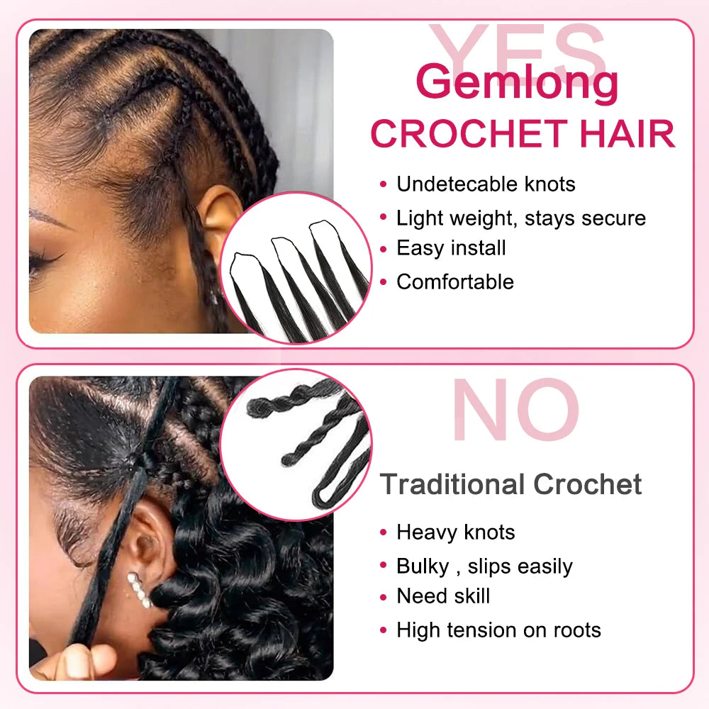 Ocean Wave Miracle Knots Crochet Human Hair Pre-Separated Feathered Human Crochet Hair 60g/pcs Burmese Curly Human Hair Bundles