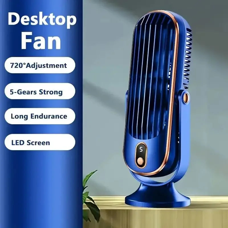 Portable USB Fan | 5 Speeds, 720° Swivel, Quiet Cool Breeze, Air Circulation, Indoor/Outdoor Use, Ideal For Home, Office, Travel