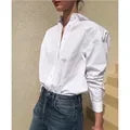 TT@-LUXURY White Shirt Women's 2025 Spring/Summer Outside Wear Loose Lazy Design Sense Niche Versatile Cotton Top Office Lady