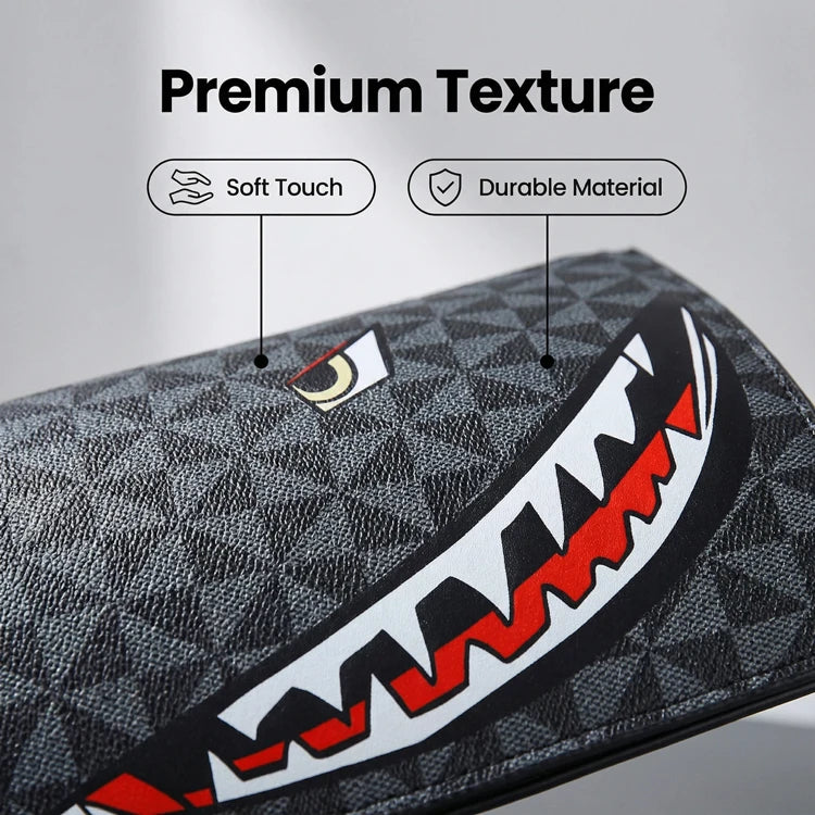 2026 New Men's Business Casual Clutch Bag Fashion Shark Print Envelope Bag Wallet Phone Bag Large Capacity Men's Gifts Pouch Pho