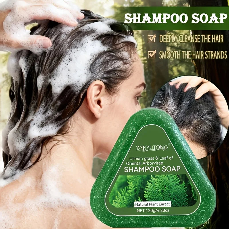 Usman Grass & Platycladus Shampoo Bar For Hair Growth Natural Herbal Soap For Hair Loss Controls Oil Strengthens Roots Shampoo