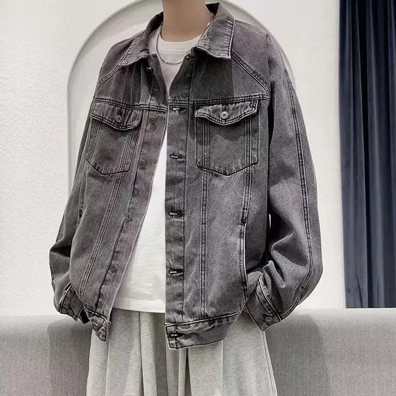 2026 Denim Jackets Men's Fashion Casual Multi Pockets Cargo Jacket Handsome Motorcycle Jean Coats New Men Clothing Oversized 5XL